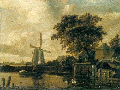 Meindert Hobbema Windmill at the Riverside China oil painting art